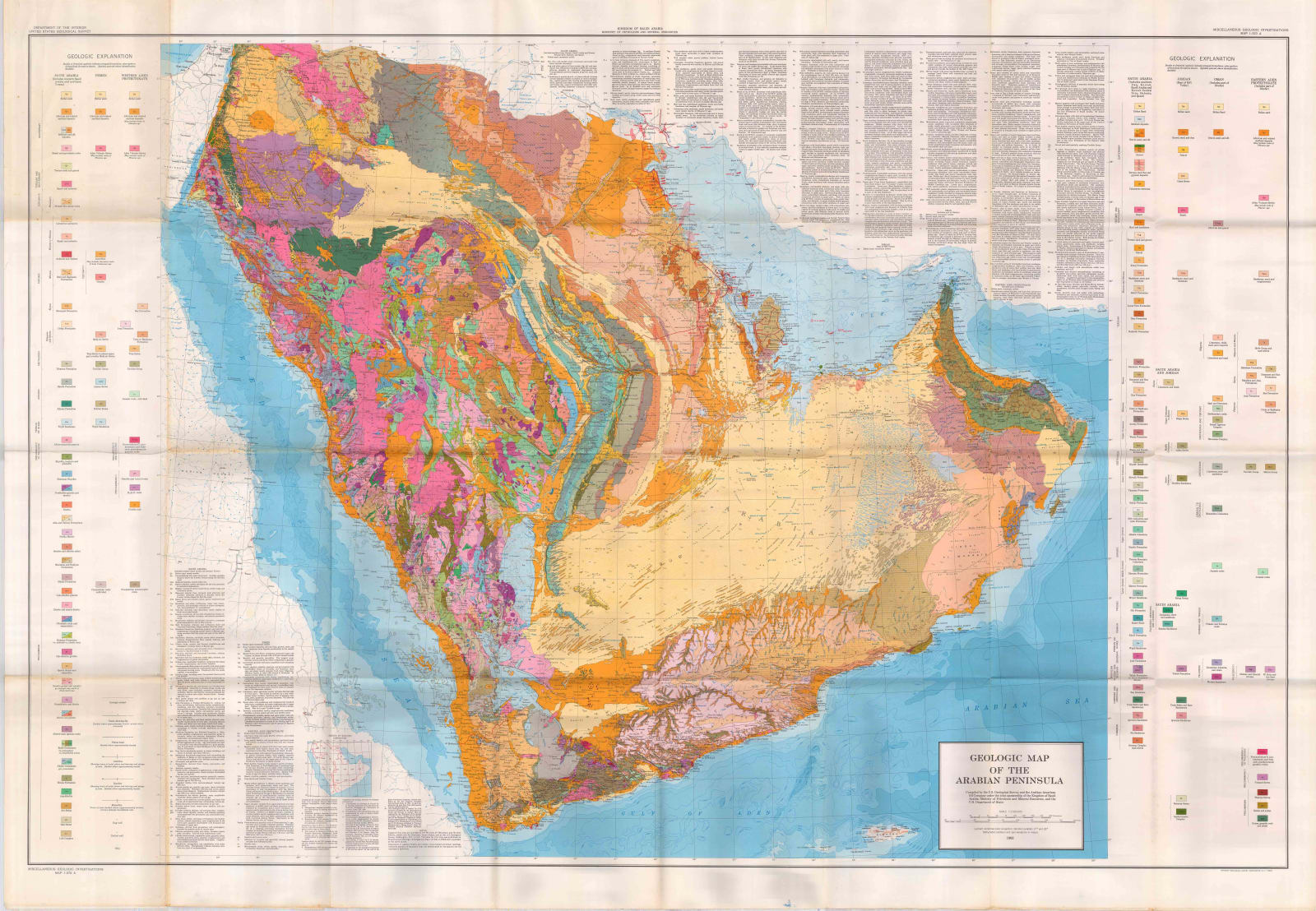 Kingdom of Saudi Arabia / USGS, Geological Map of Arabia, 1963