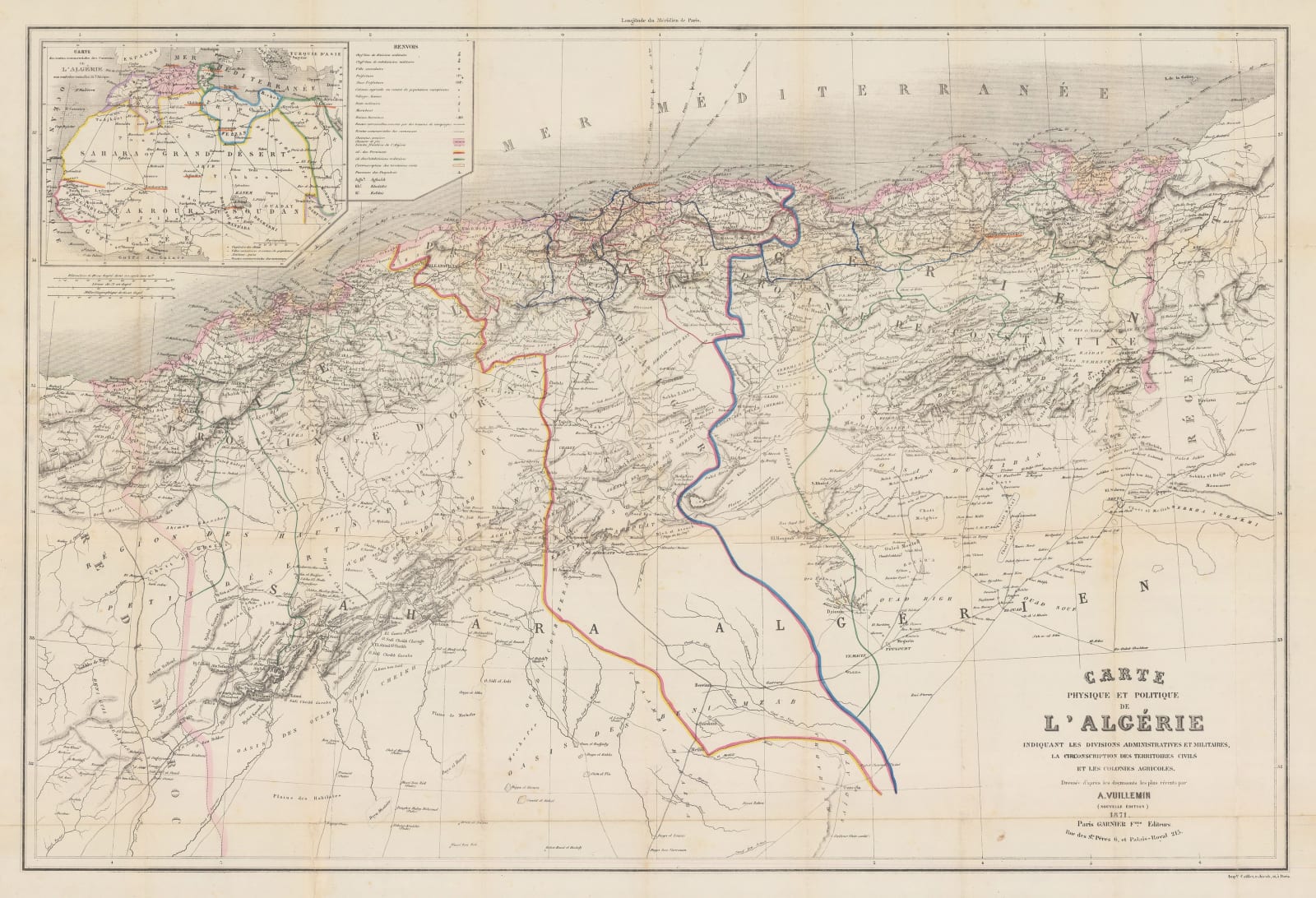 Alexandre Vuillemin, Folding map of Algeria, 1871