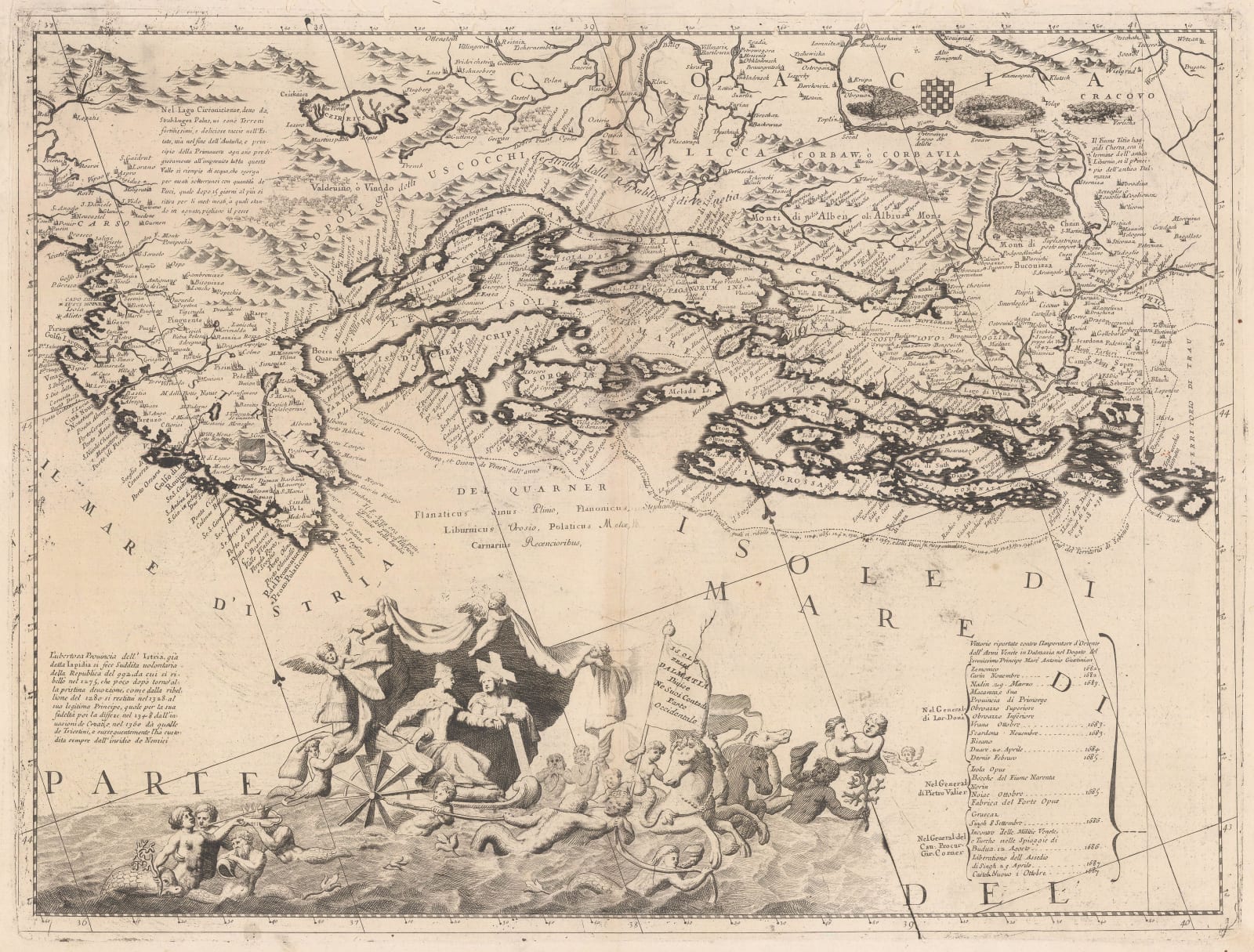 Vincenzo Coronelli, Isole delli Dalmatia, 1696