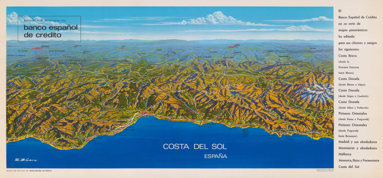E.B. Carre, Panoramic map of the Costa del Sol, 1969