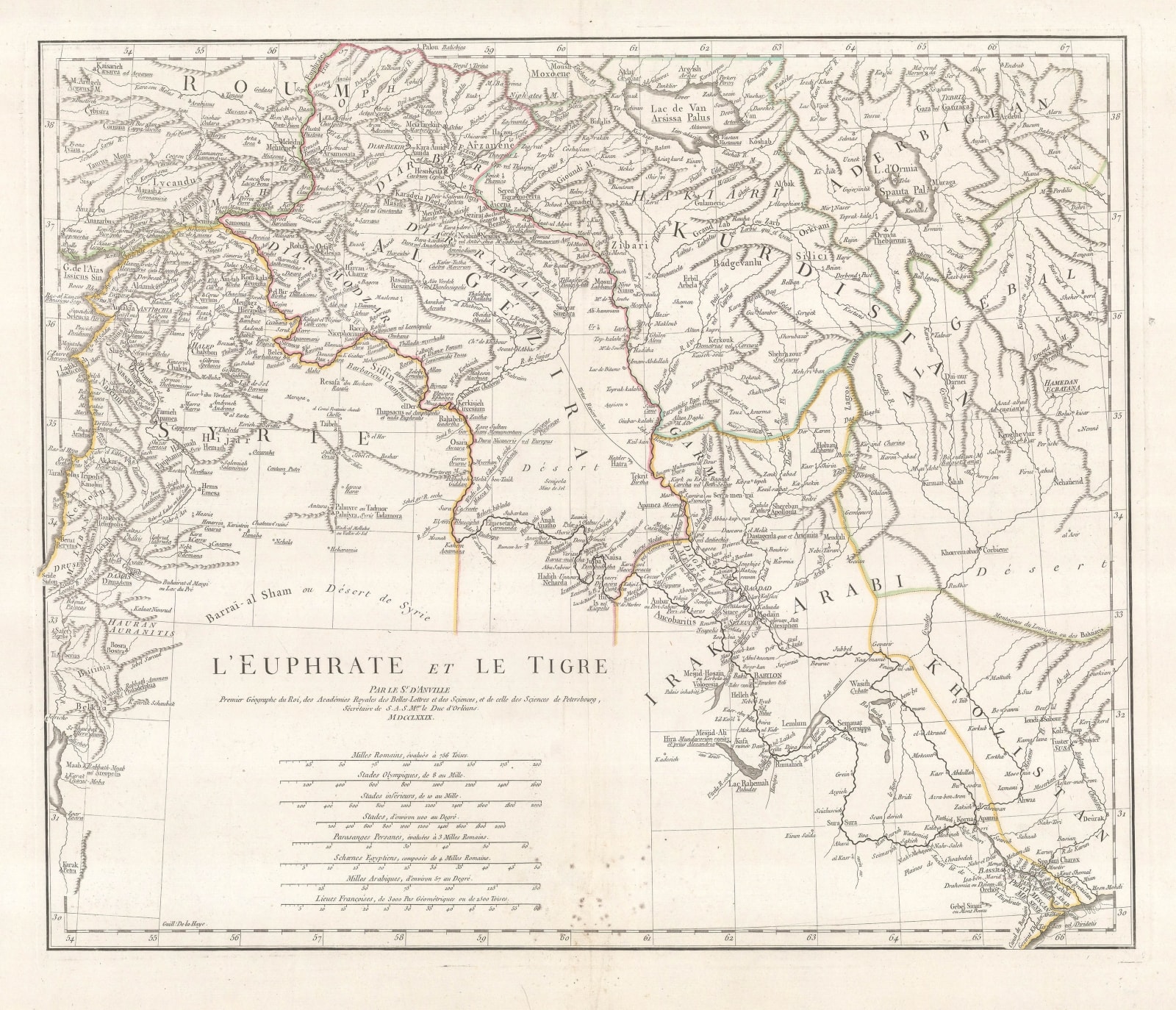 J.B.B. D'Anville, Course of the Euphrates and Tigris Rivers, 1779