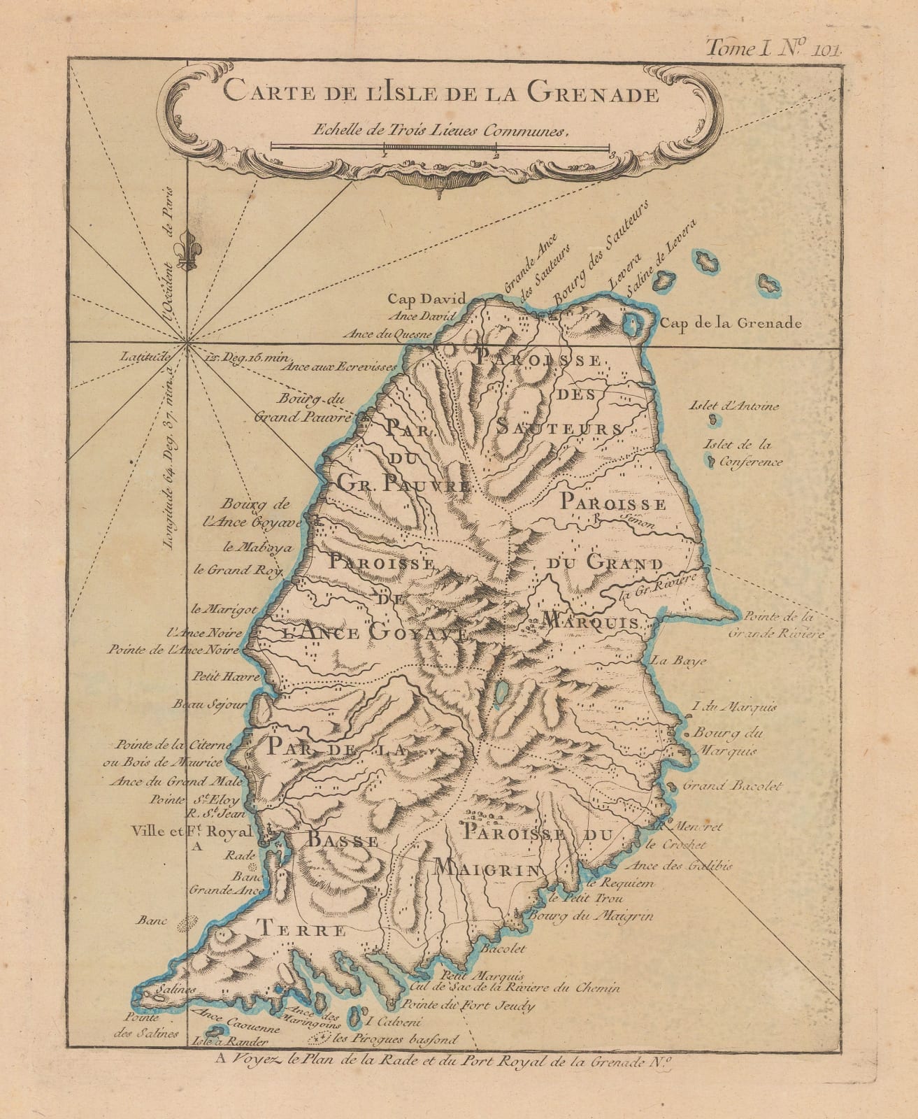 Jacques-Nicolas Bellin, Grenada divided into parishes, 1764
