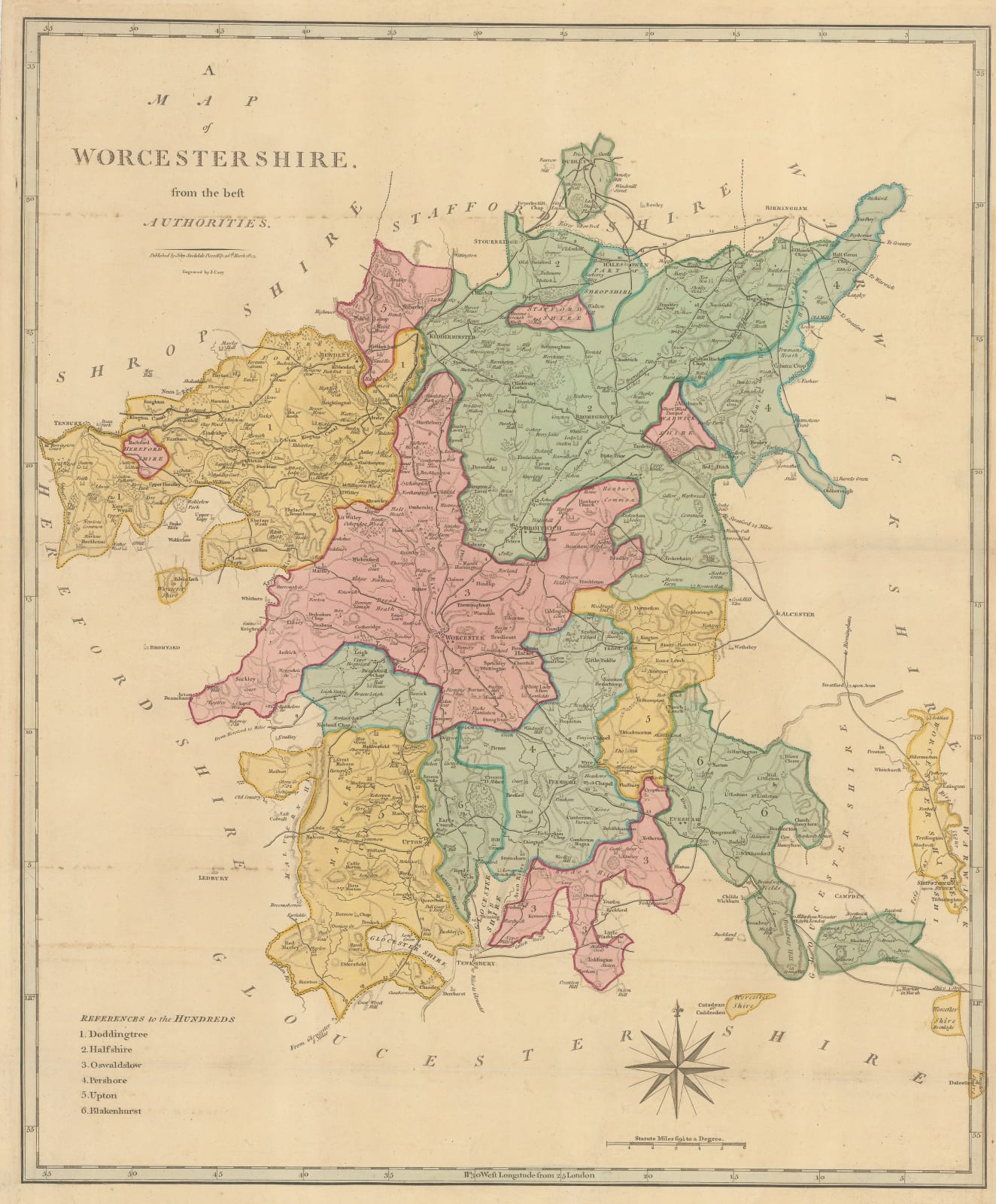 John Cary, Map of Worcestershire from the Best Authorities, 1805