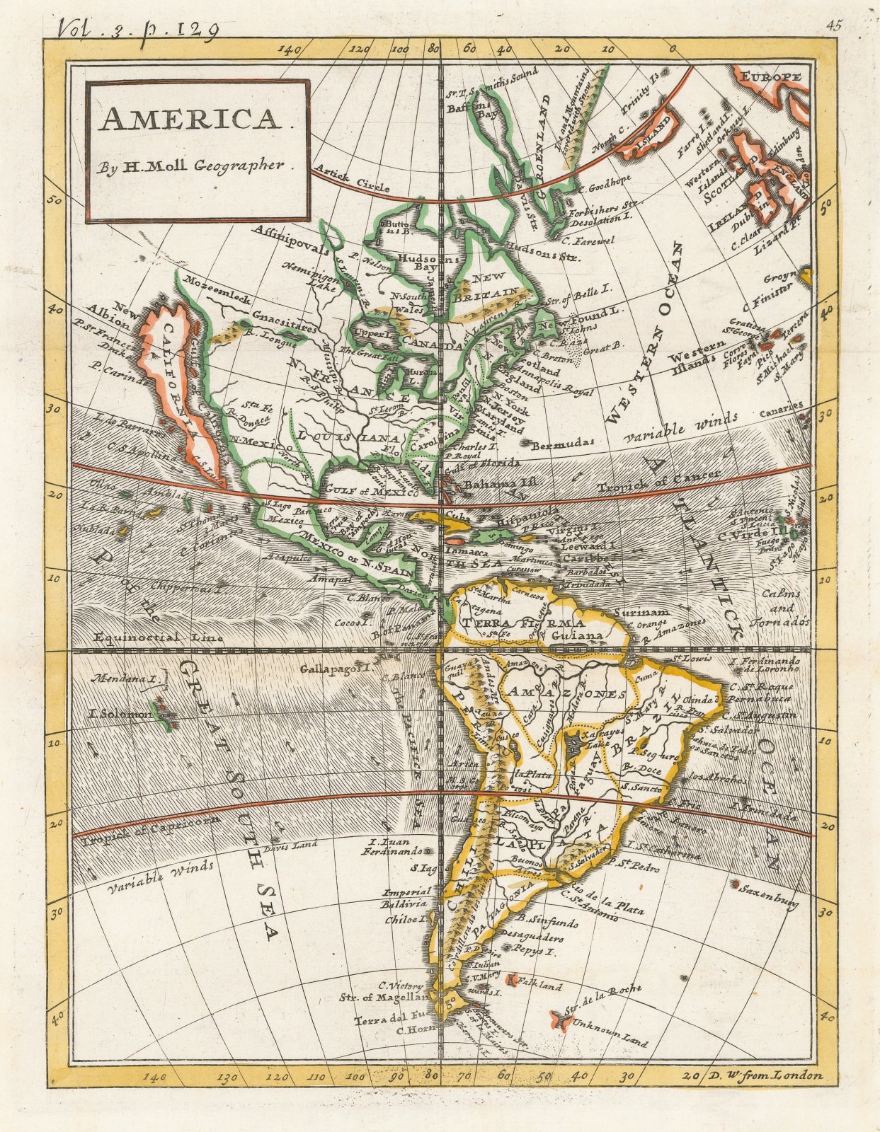 Herman Moll, America, 1739