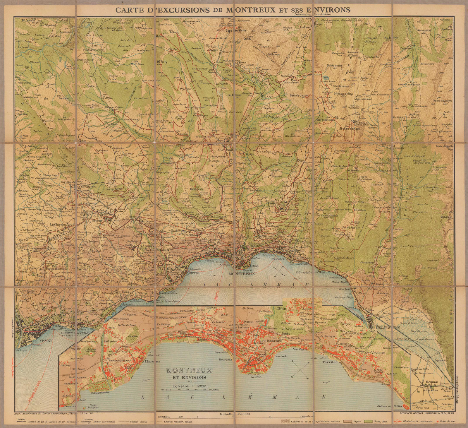 Kummerly & Frey, Montreux and environs, 1911