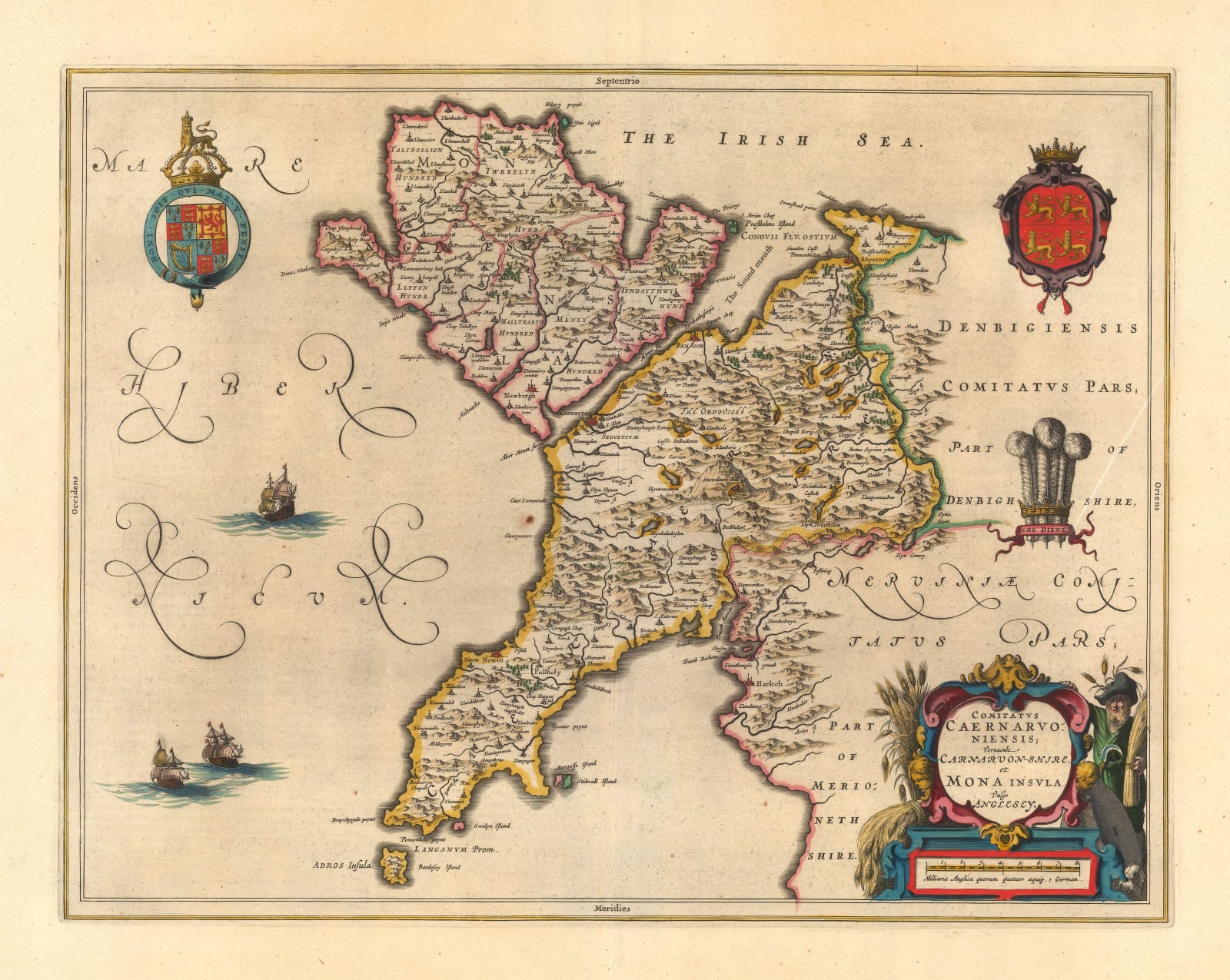 Willem & Jan Blaeu, Caernarfonshire & Anglesey, 1648