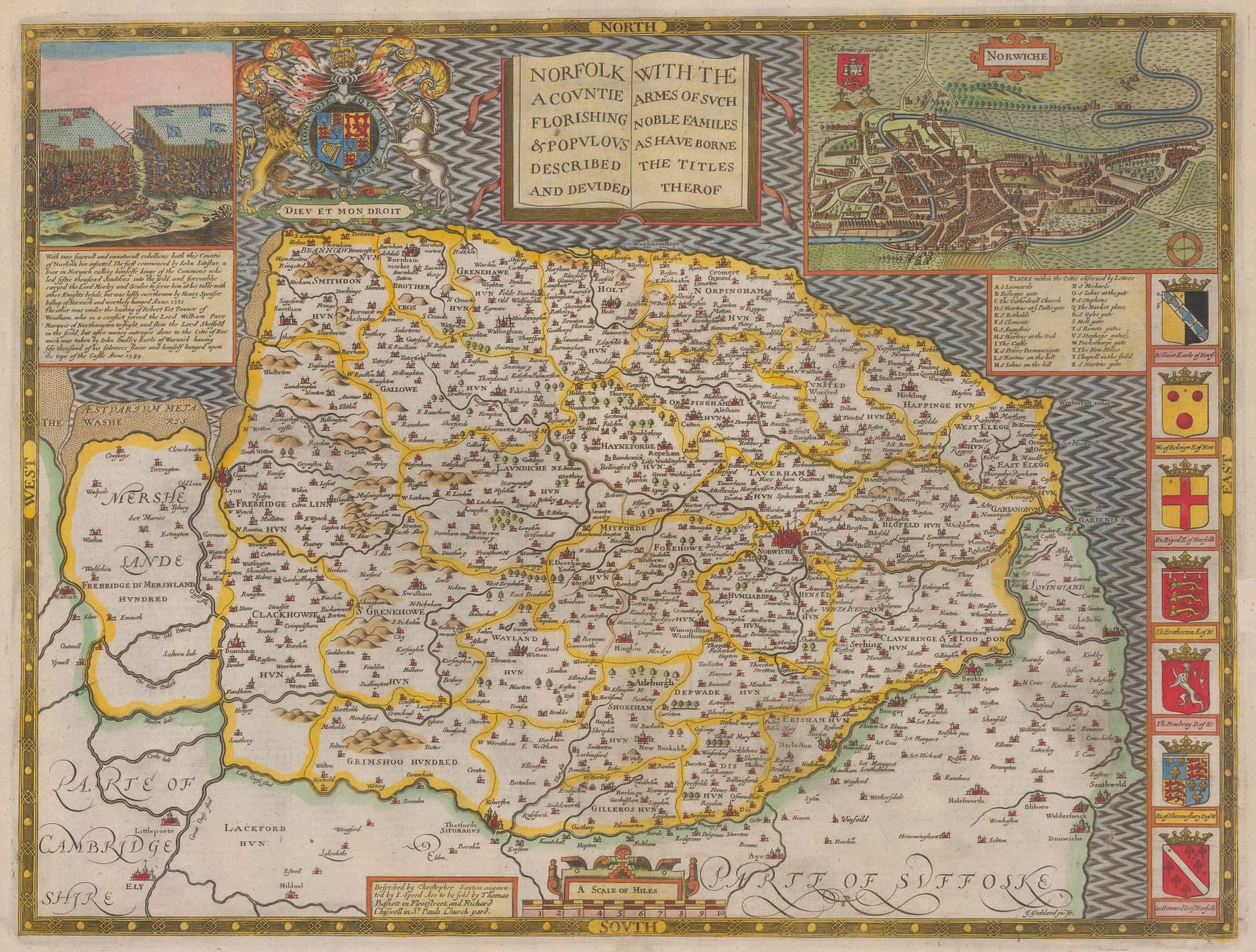 John Speed, Norfolk A Countie Florishing & Populous Described and Devided, 1676