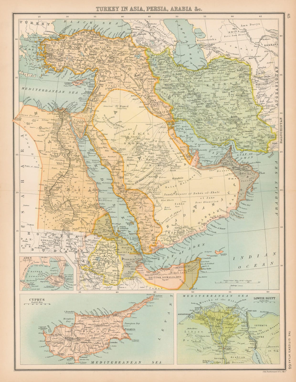 John Bartholomew & Co., Turkey in Asia, Arabia, Persia &c., 1905 (c.)