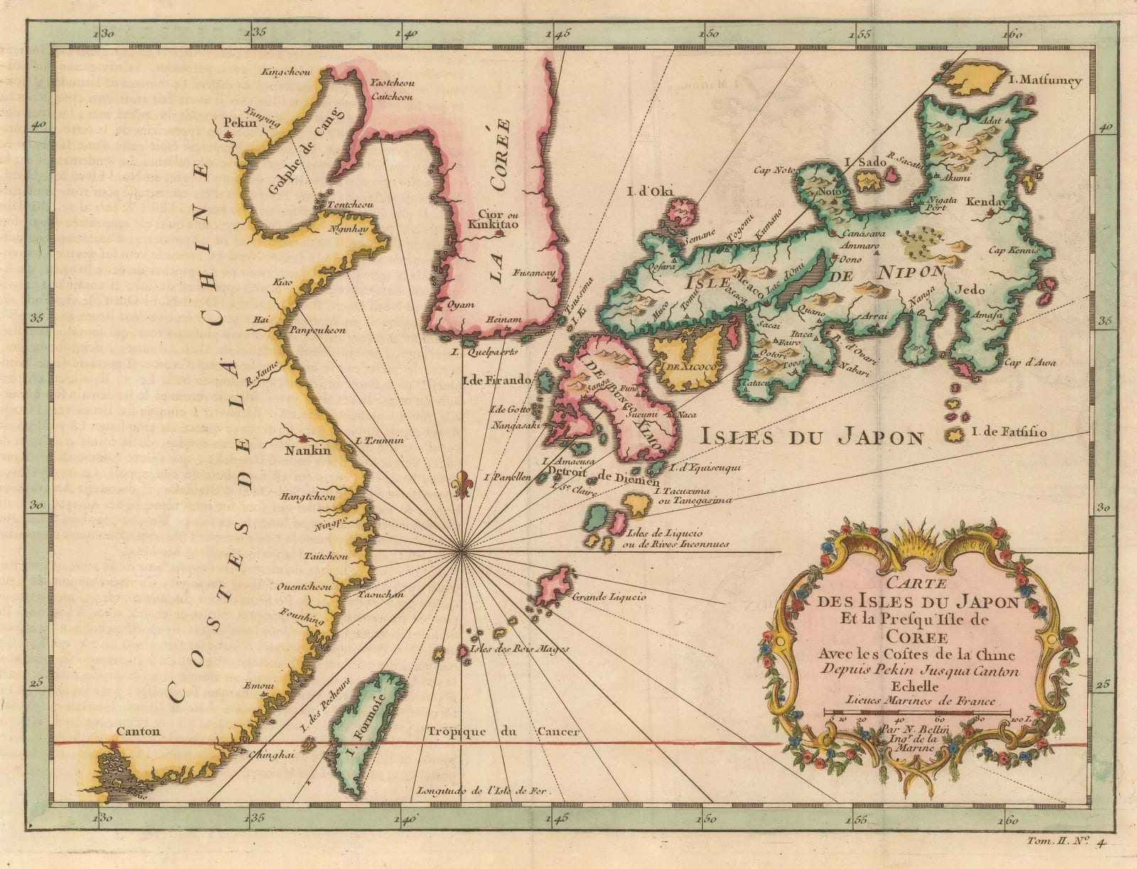 Jacques-Nicolas Bellin, Japan, Korea, Taiwan and coast of China, 1760 c.