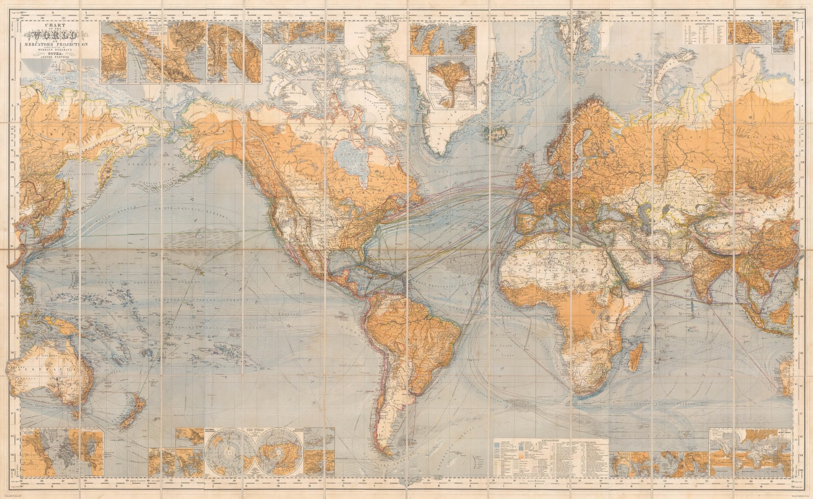 Justus Perthes, Chart of the World on Mercators Projection, 1871