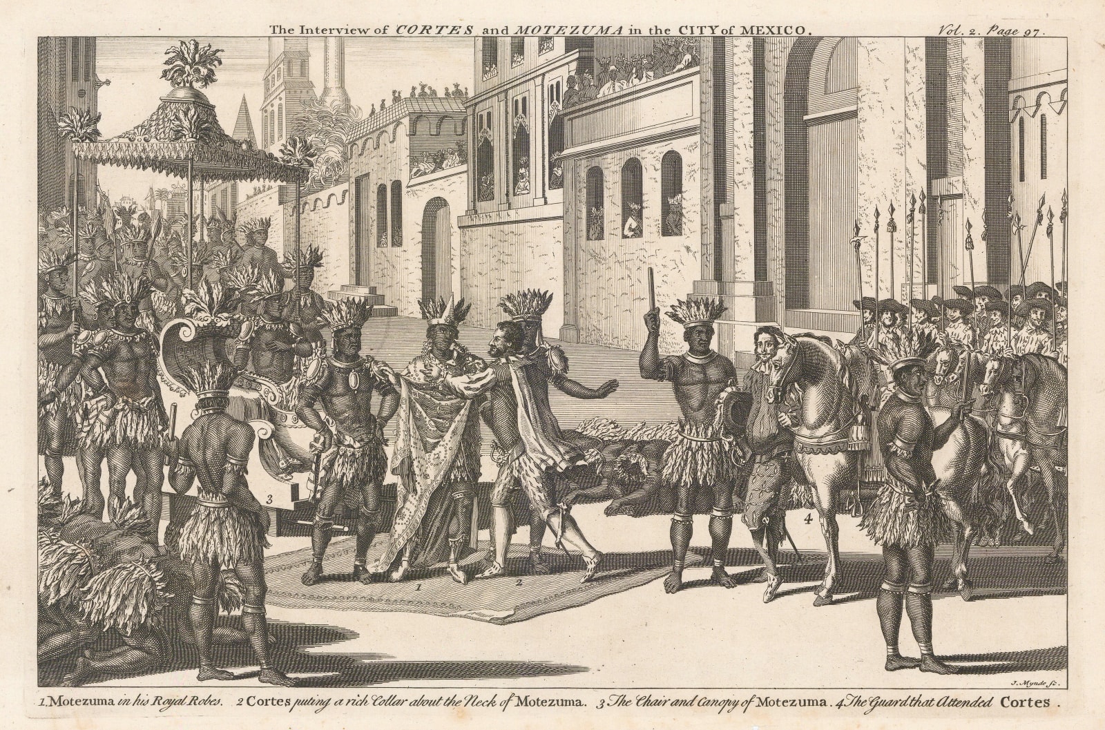 John Harris, Mexico - Montezuma and Cortes, 1748