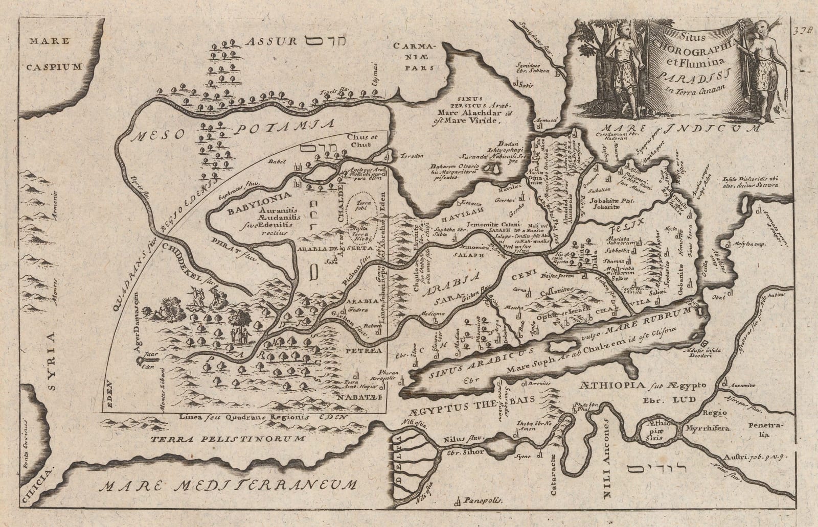 John Senex, Map of the Garden of Eden or the Levant, Arabia, Egypt and the Nile, 1711