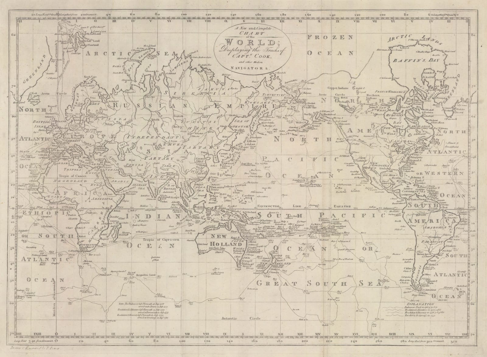 Thomas Bowen, A New and Complete Chart of the World, 1790