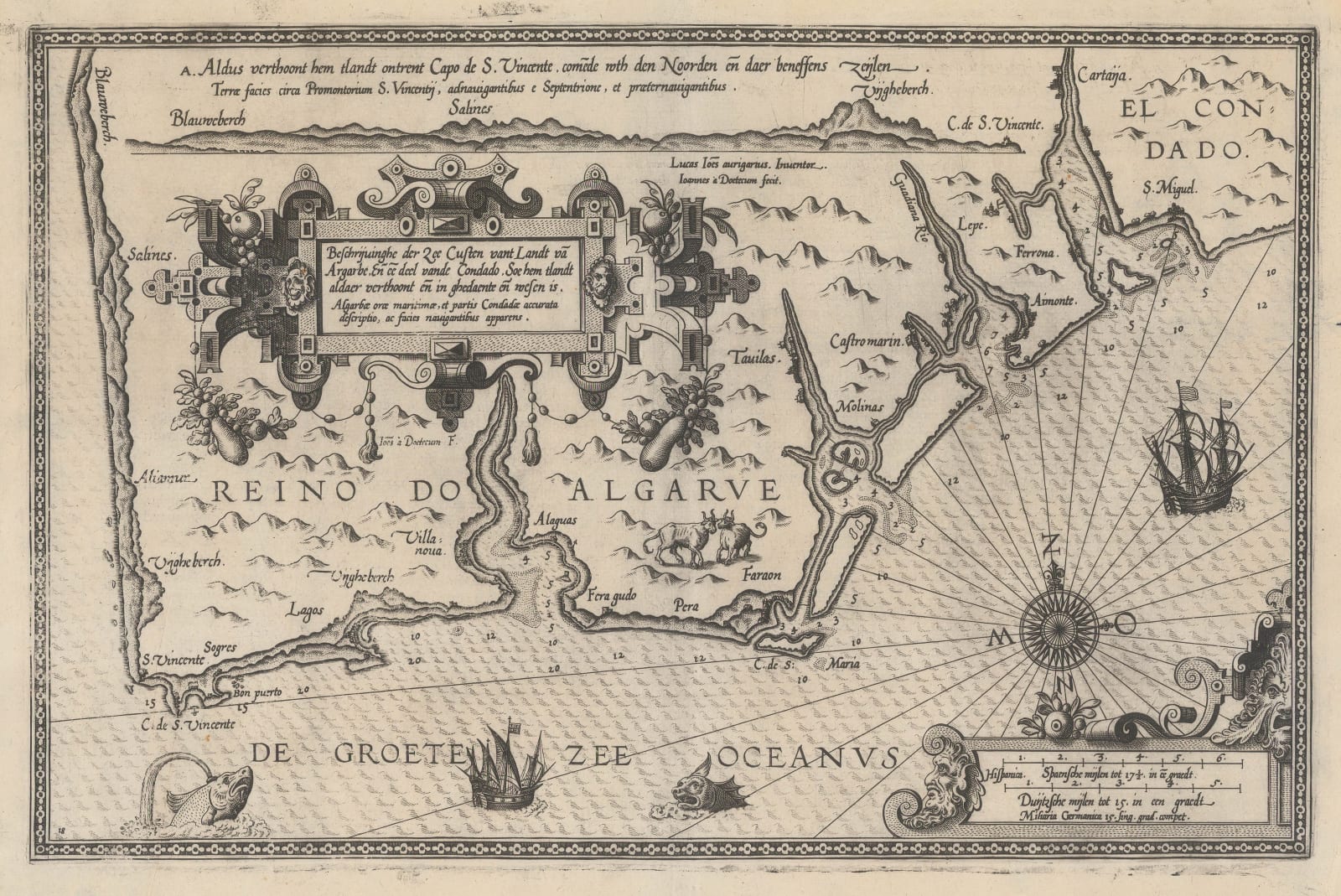 Lucas Waghenaer, Sea Chart of the Algarve, 1584 c.