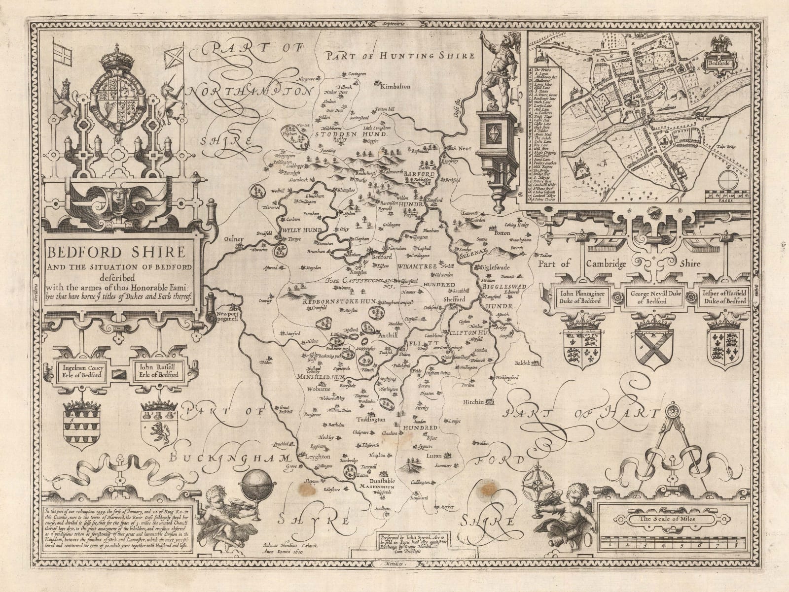 John Speed, Bedford Shire, 1614