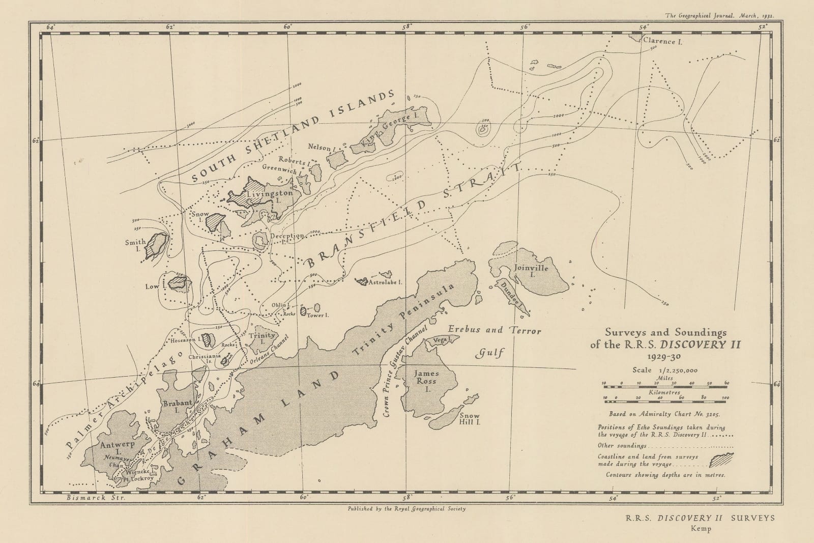Royal Geographical Society (RGS), Surveys and Soundings of the R.R.S. Discovery II, 1932