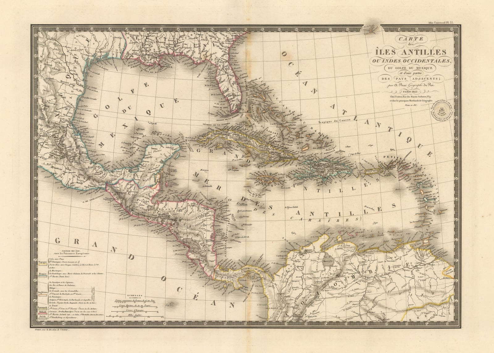 Adrien Brue, West Indies and Central America, 1825