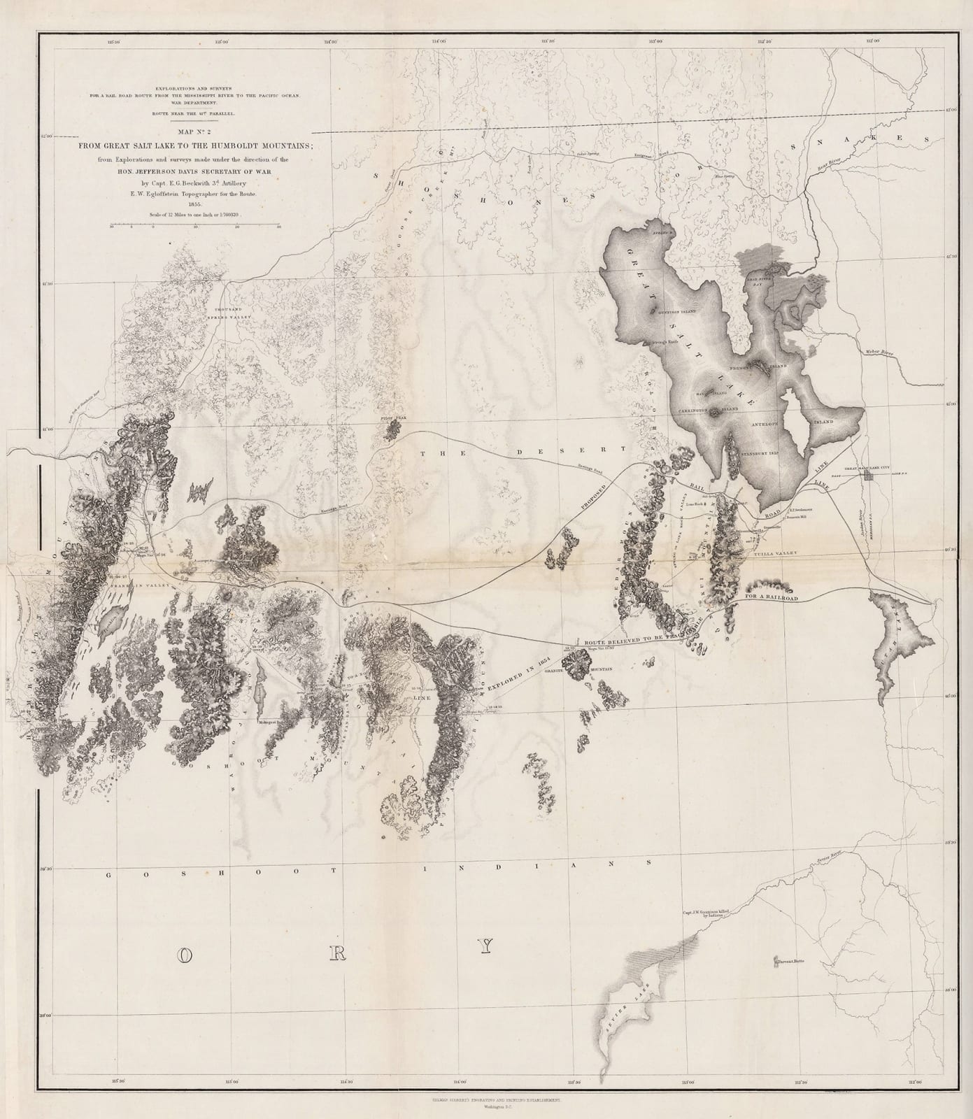 United States Pacific Railroad Expeditions (USPRR), Map No. 2 - From Great Salt Lake to the Humboldt Mountains, 1855