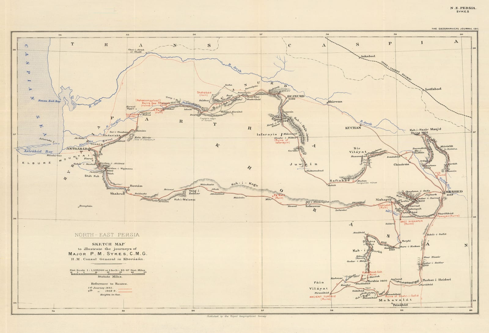 Royal Geographical Society (RGS), Sketch map of Northern Iran, 1911