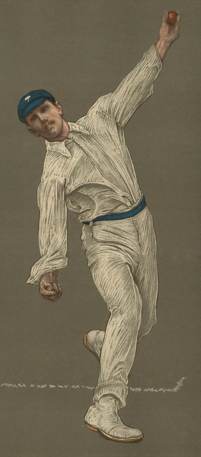 Albert Tayler, Cricket - Portrait, Wilfred Rhodes, 1905