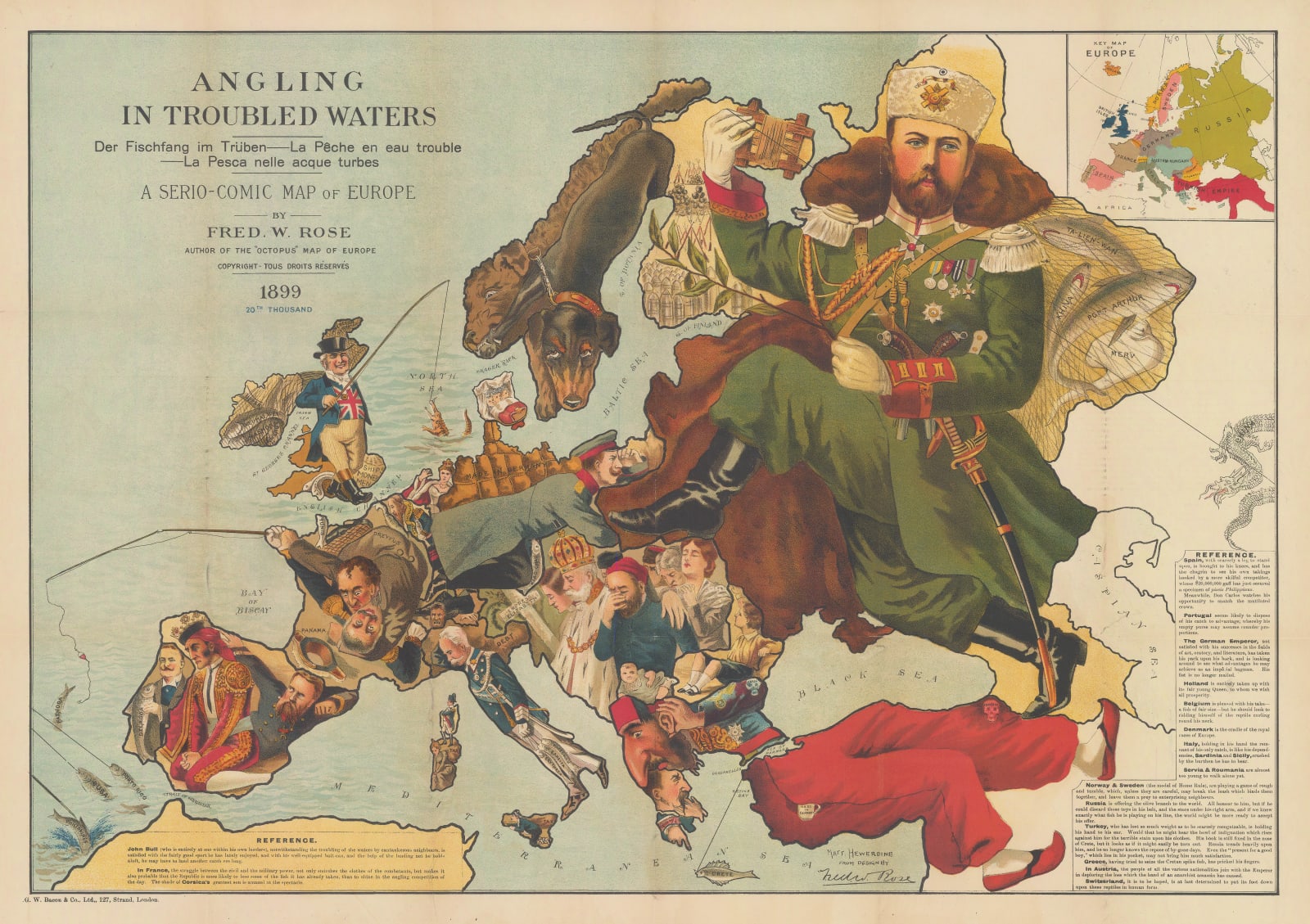 Frederick W. Rose, Angling in Troubled Waters. A Serio-Comic Map of Europe, 1899