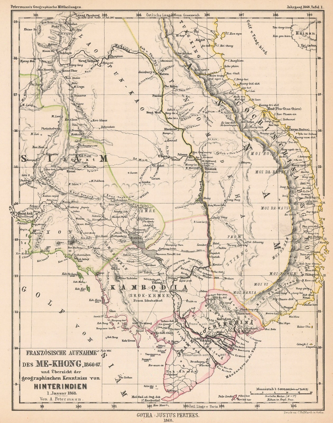 Justus Perthes, French Conquest of Cochinchina, 1868