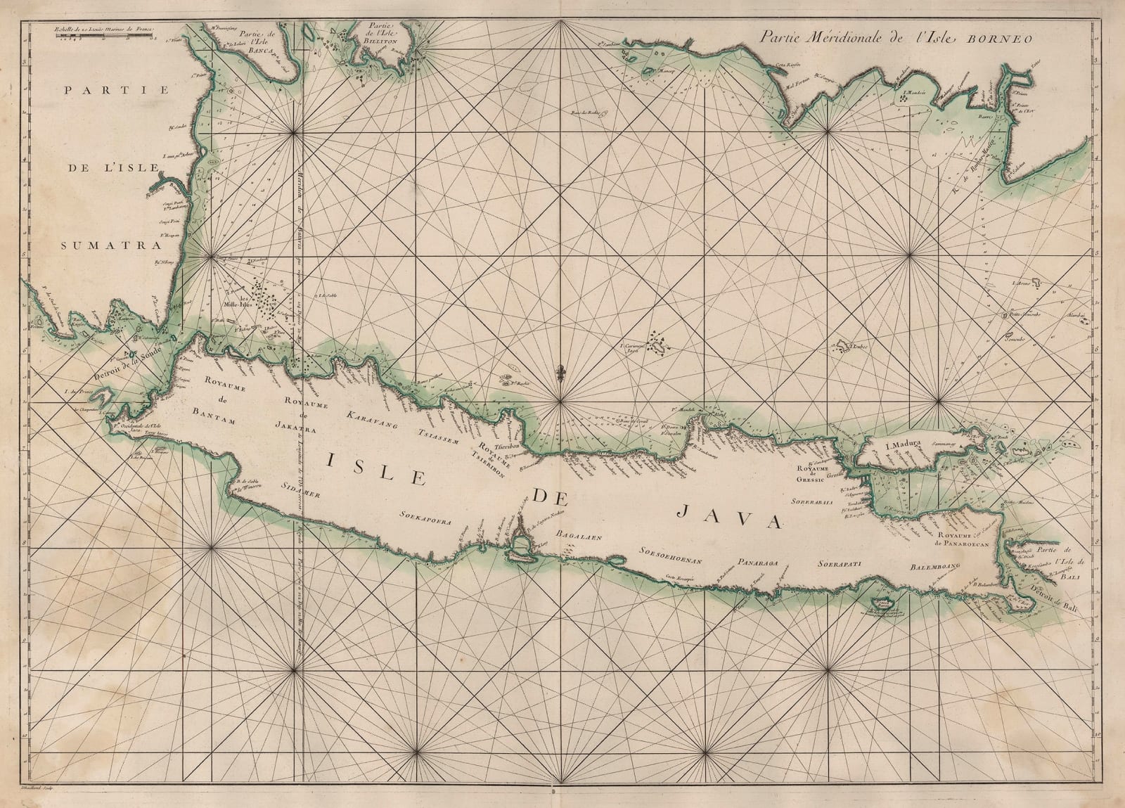 Jean-Baptiste d'Après de Mannevillette, Sea Chart of Java, Indonesia, 1780 c.