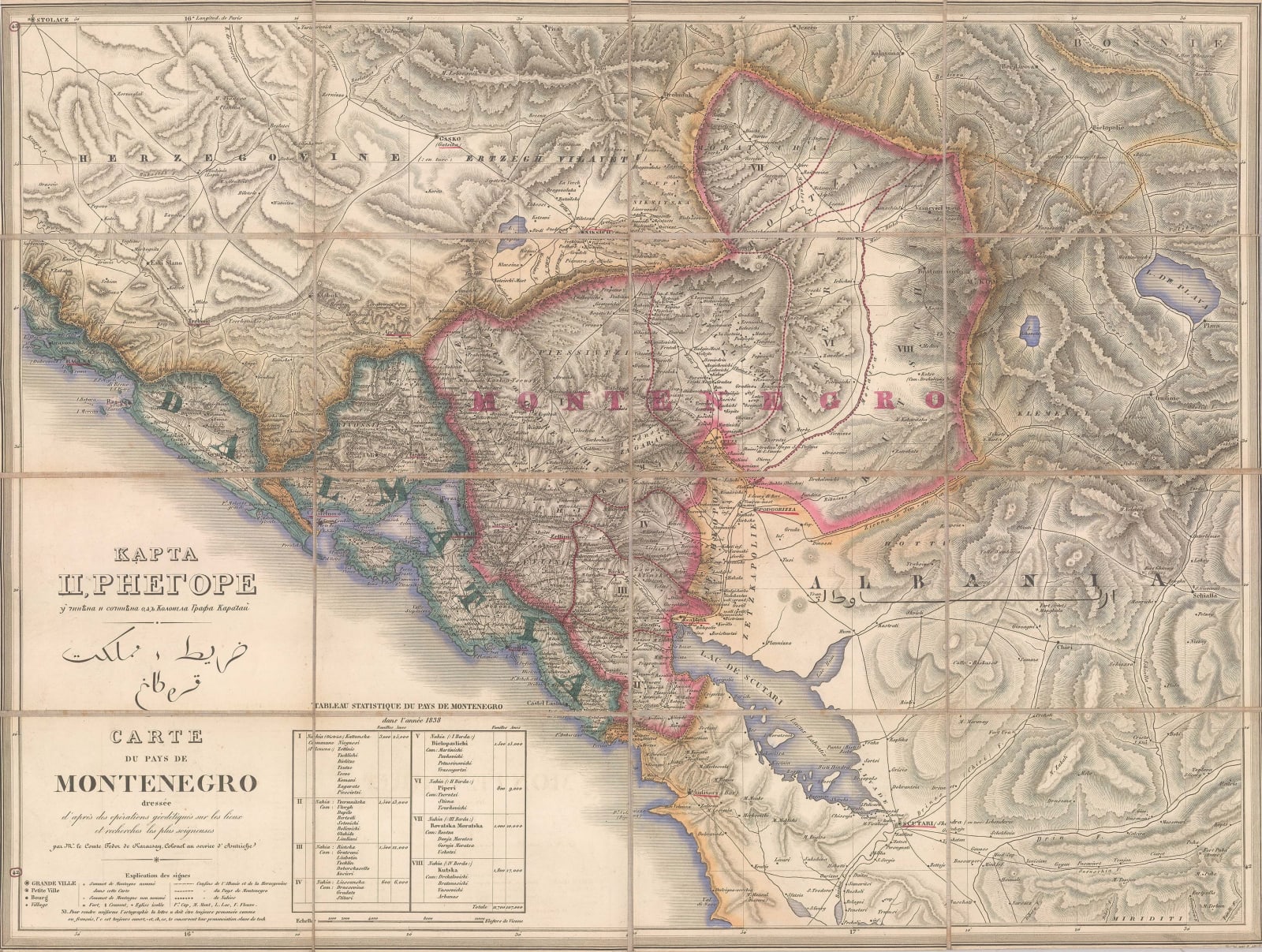Fedor von Karacsay, Carte du Pays de Montenegro, 1854