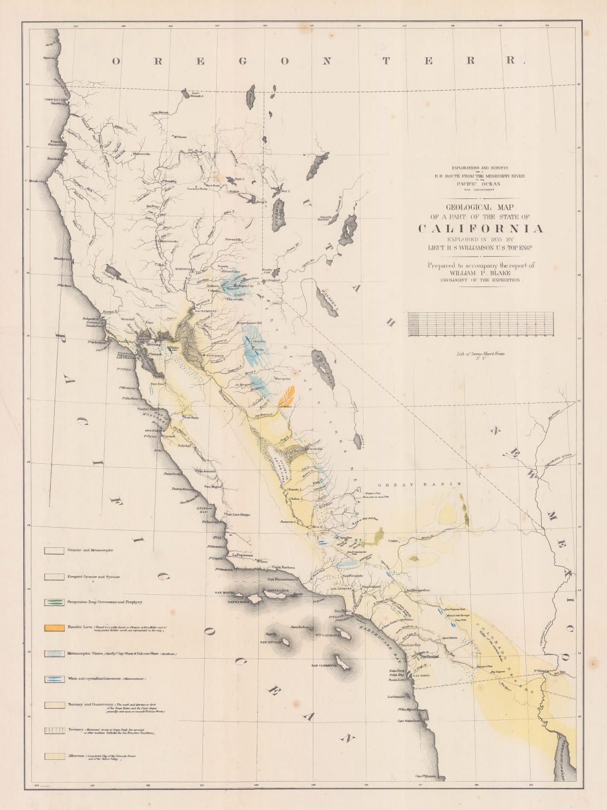 William P. Blake, Geological Map of California, 1855