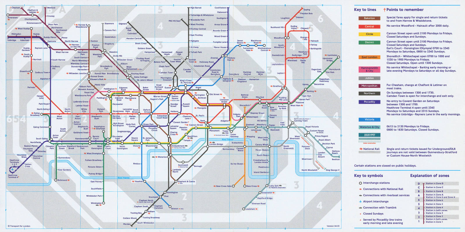 London Underground, London Underground Map, 2003
