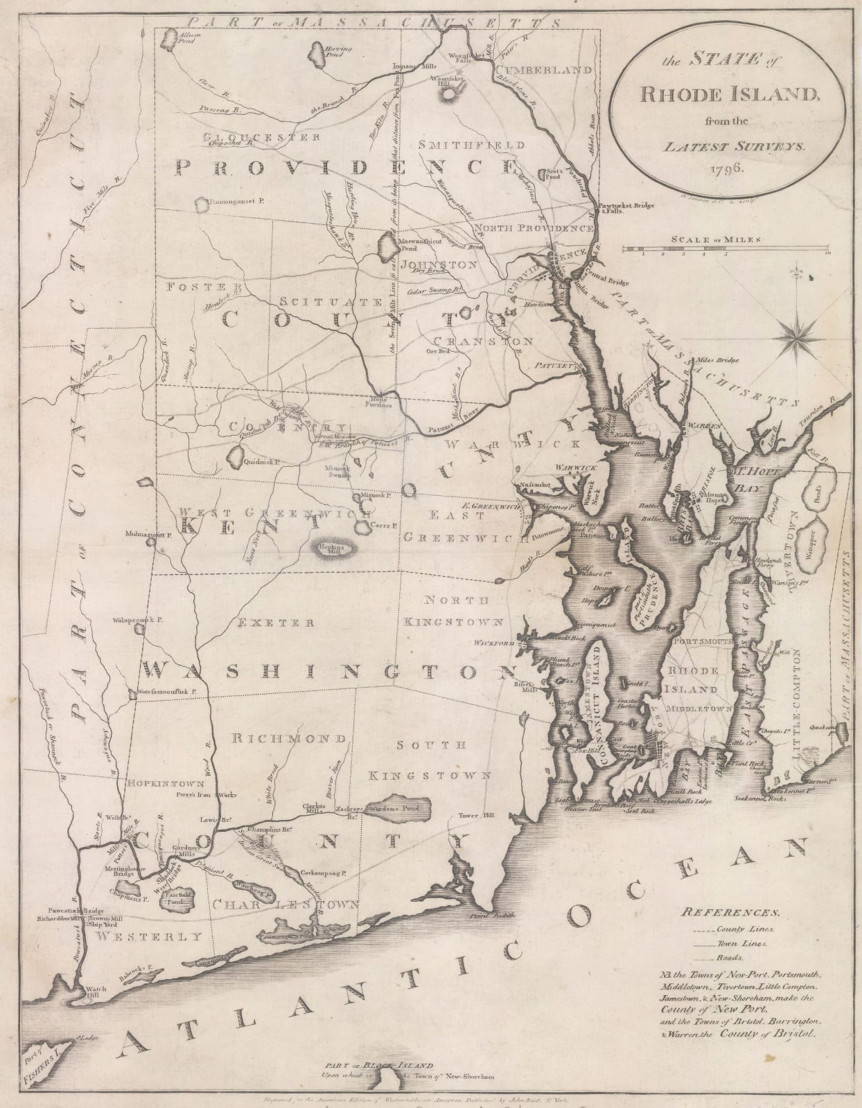 John Reid, The State of Rhode Island from the Latest Surveys, 1796