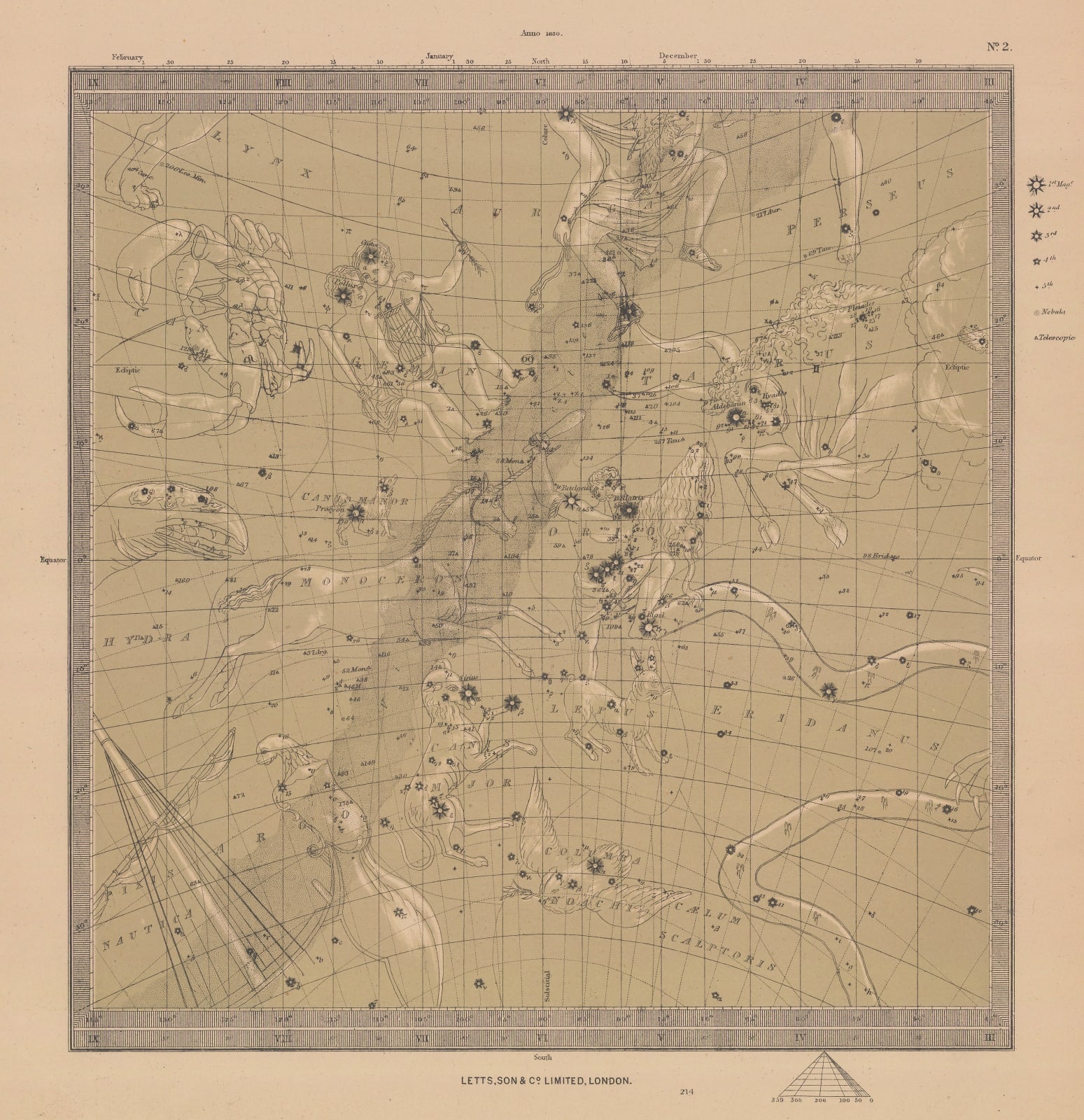 Letts & Son, Constellations - Cancer, Gemini & Canis Major, 1880