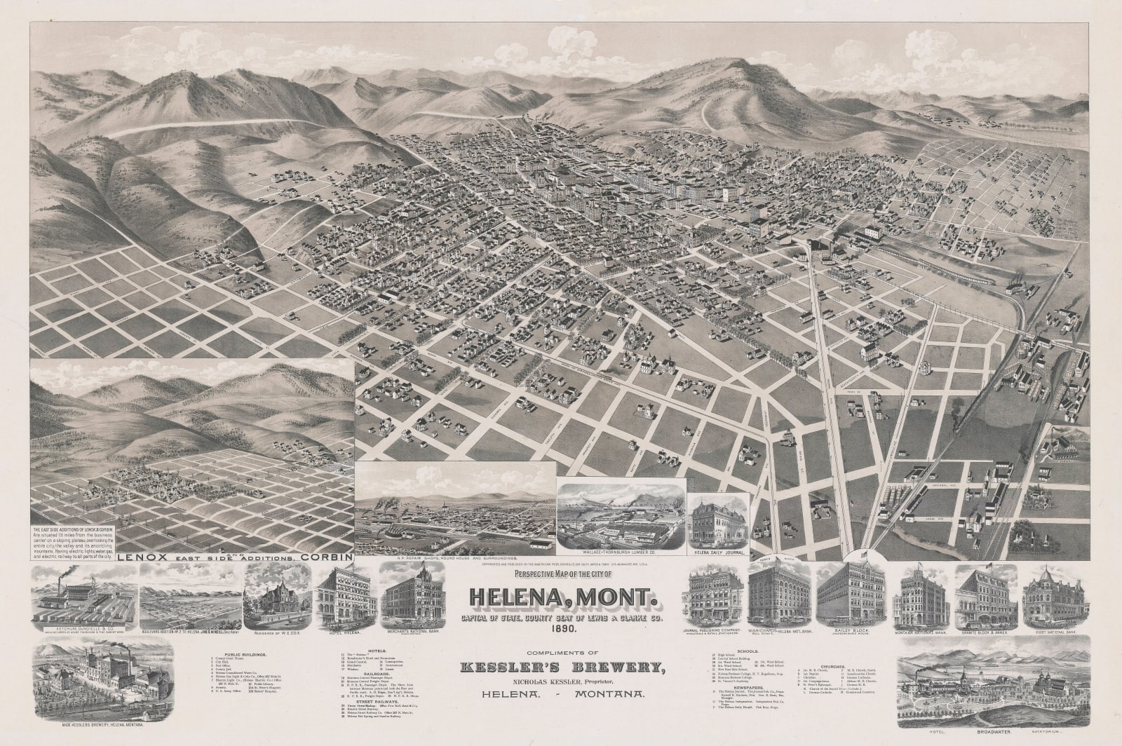 American Publishing Company, Perspective Map of the City of Helena, Montana, 1890
