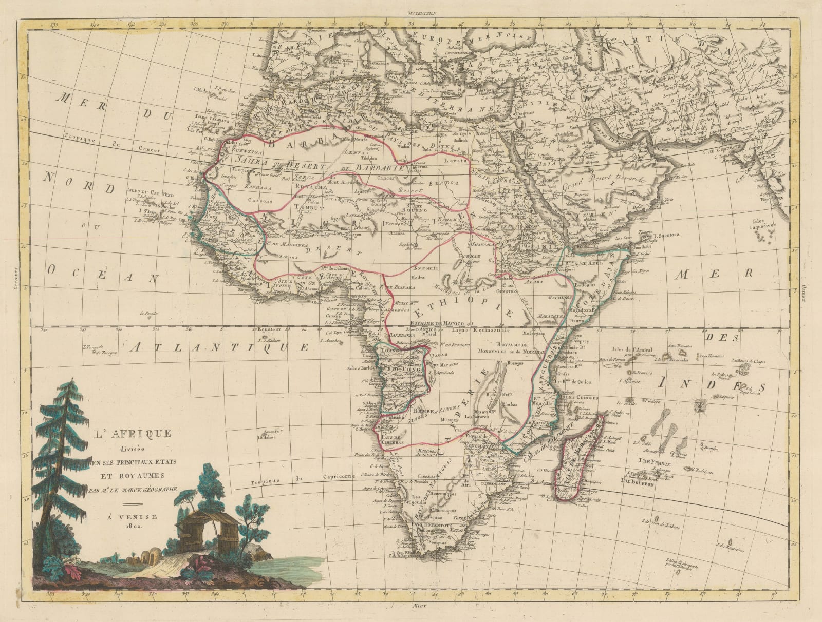 Charles Francois Delamarche, French atlas map of Africa, 1802