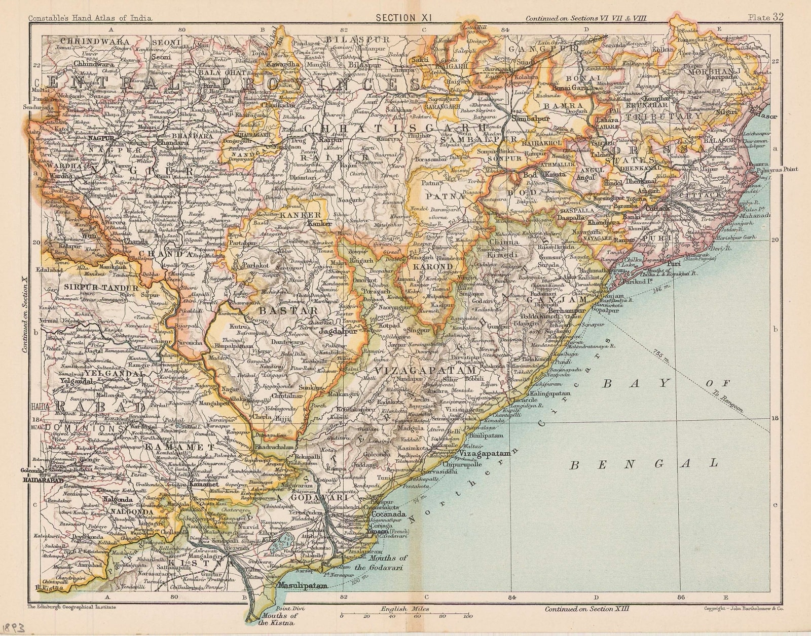 J.G. Bartholomew, Odisha and Chhattisgarh, 1893