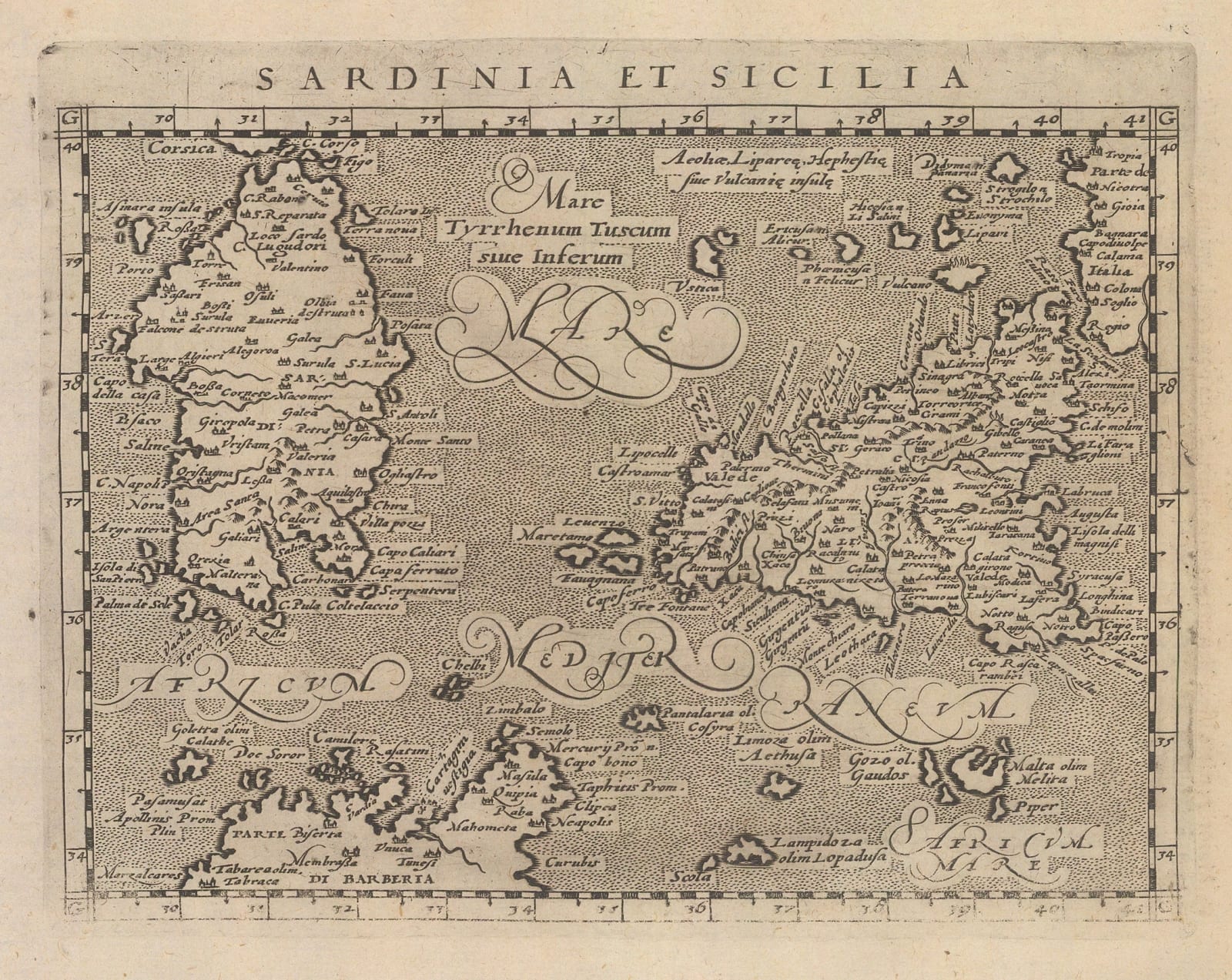 Giovanni Antonio Magini, Sardinia and Sicily, 1617