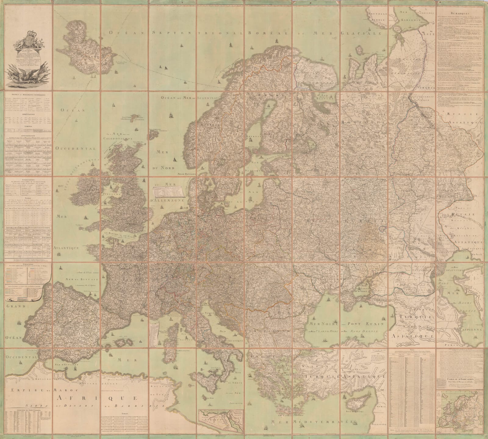 Jean Baptiste De Bouge, Colossal wall map of Europe, 1797
