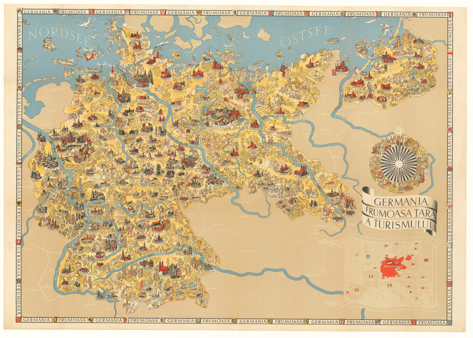 Walter Riemer, Romanian Map of Germany for the 1936 Berlin Olympics, 1935