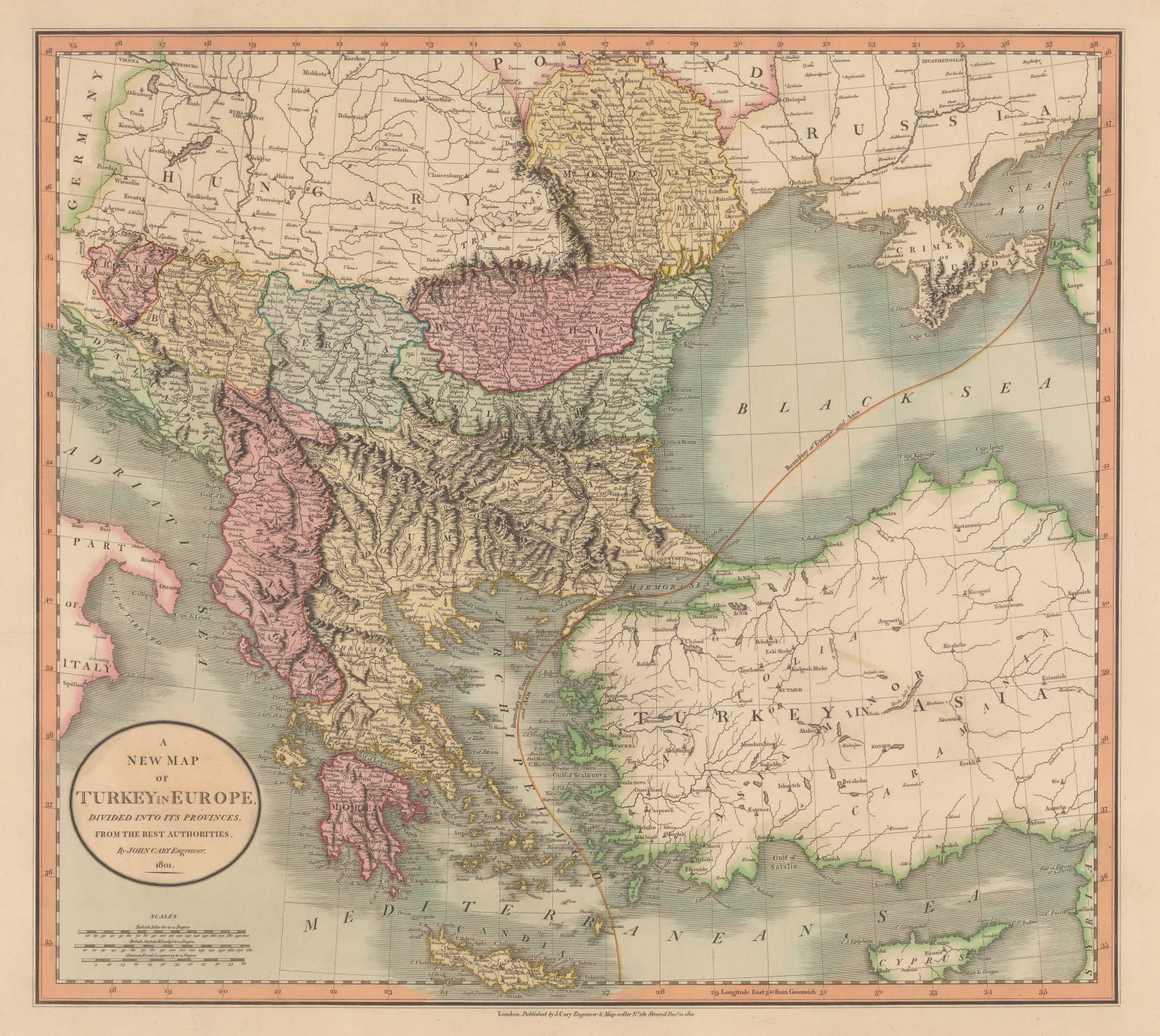 John Cary, A New Map of Turkey in Europe, 1801