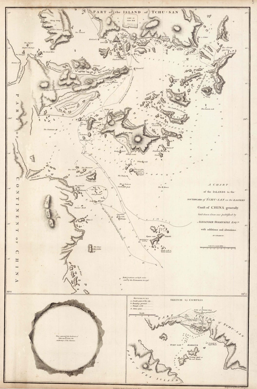 Sir George Staunton, Track of H.M.S. Clarence through the Zhoushan Archipelago, 1796