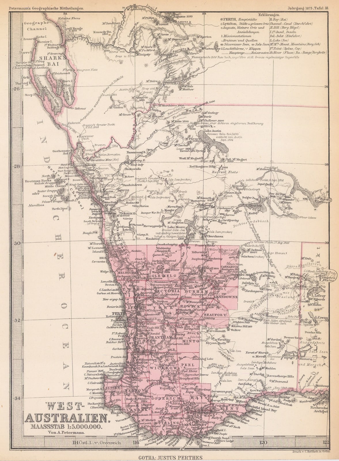 Justus Perthes, The Colony of Western Australia, 1875