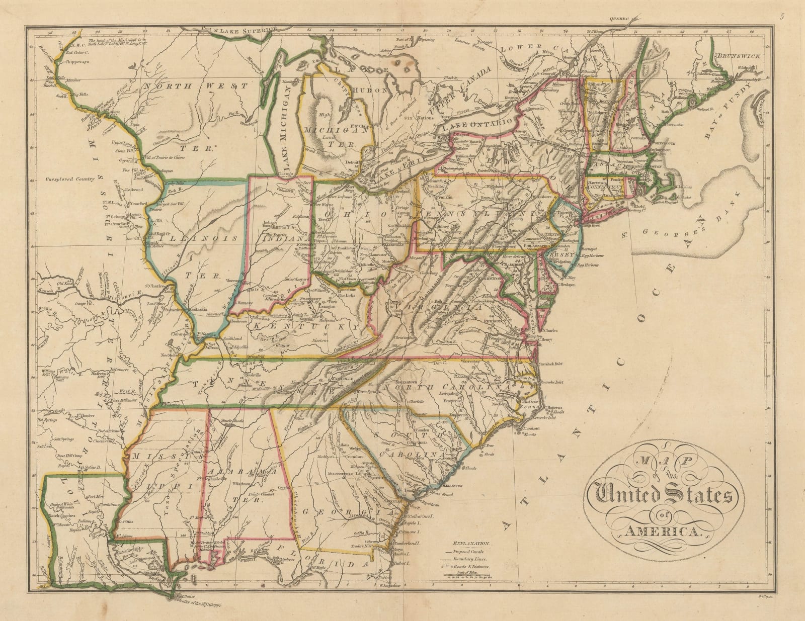 Matthew Carey, Map of the United States of America, 1818 The Map House