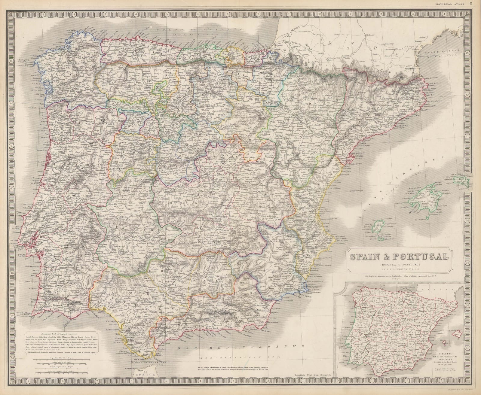 W. & A.K. Johnston, Spain and Portugal, 1840 c.