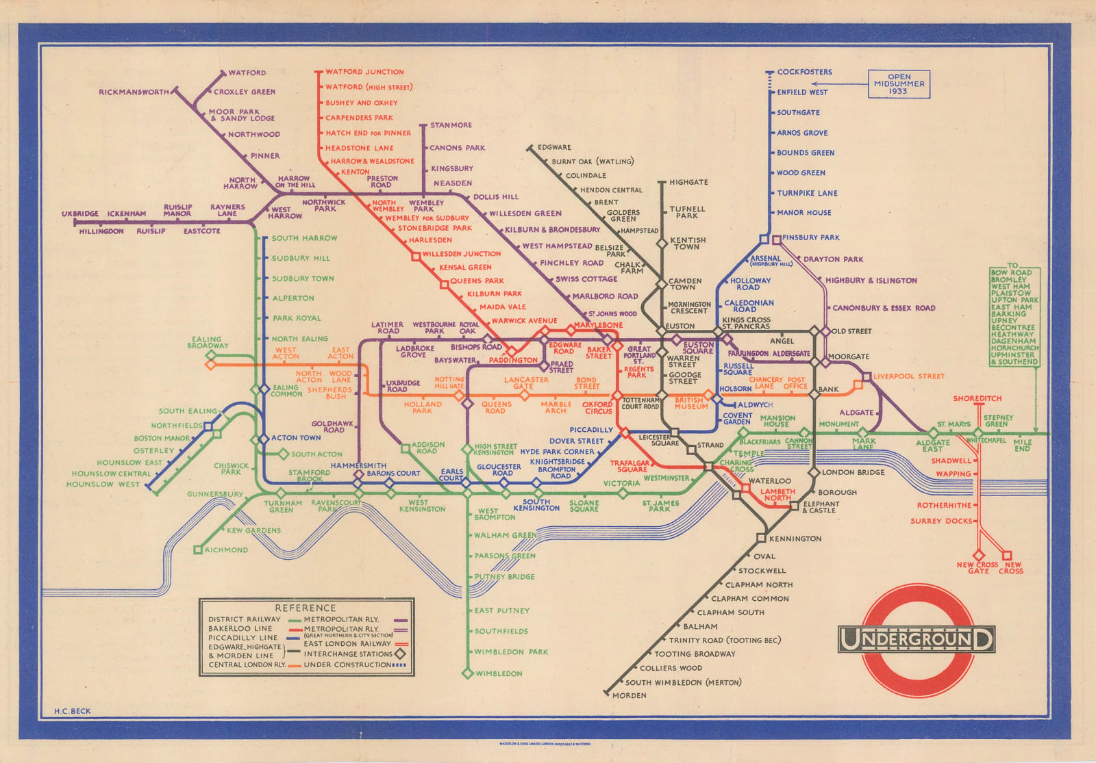 Harry Beck, [First Edition London Underground Map], 1933
