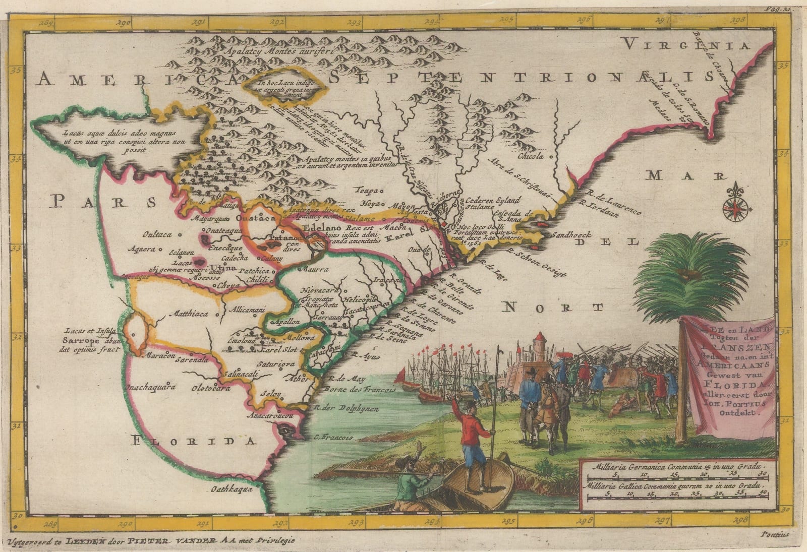 Pieter van der Aa, Southern USA from Virginia to Florida, 1707