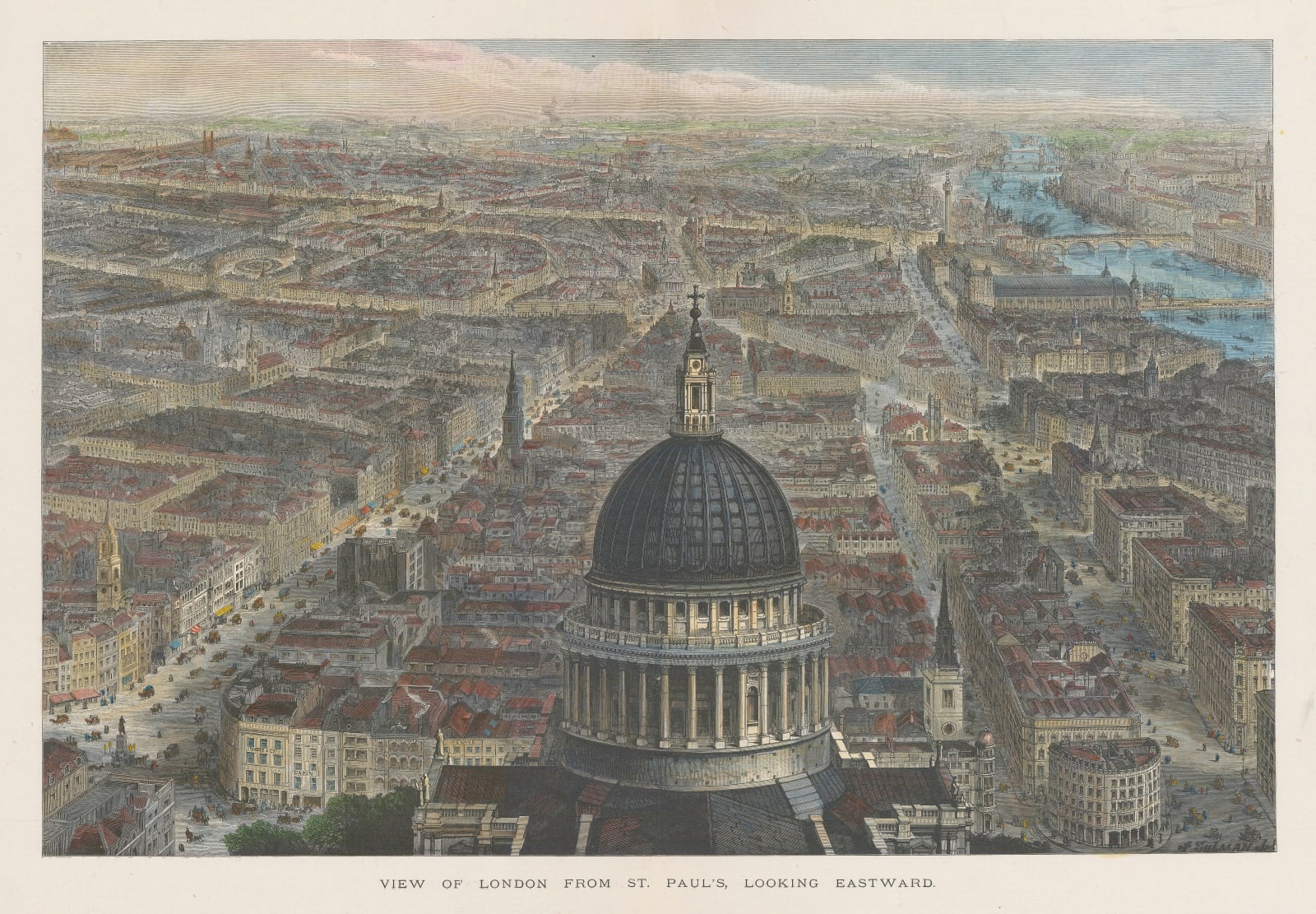Illustrated London News (ILN), London - Bird's Eye View Eastwards, 1892