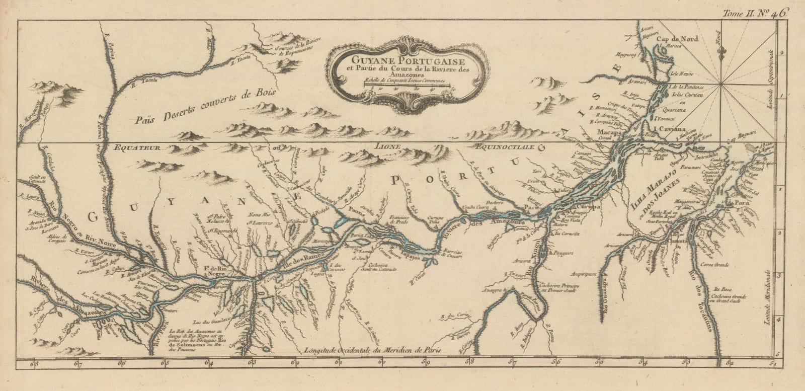 Jacques-Nicolas Bellin, The Course of the Amazon, 1764
