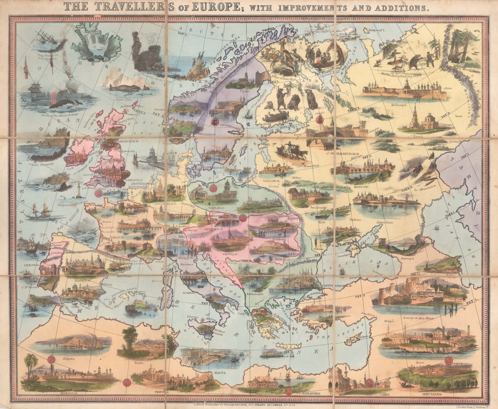 William Spooner, The Travellers of Europe Game, 1852