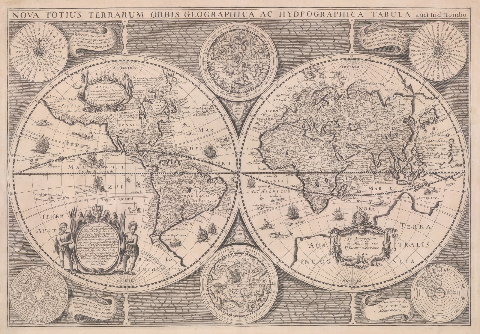 Jodocus & Henricus Hondius, Nova Totius Terrarum Orbis Geographica ac Hydrographica Tabula, 1642