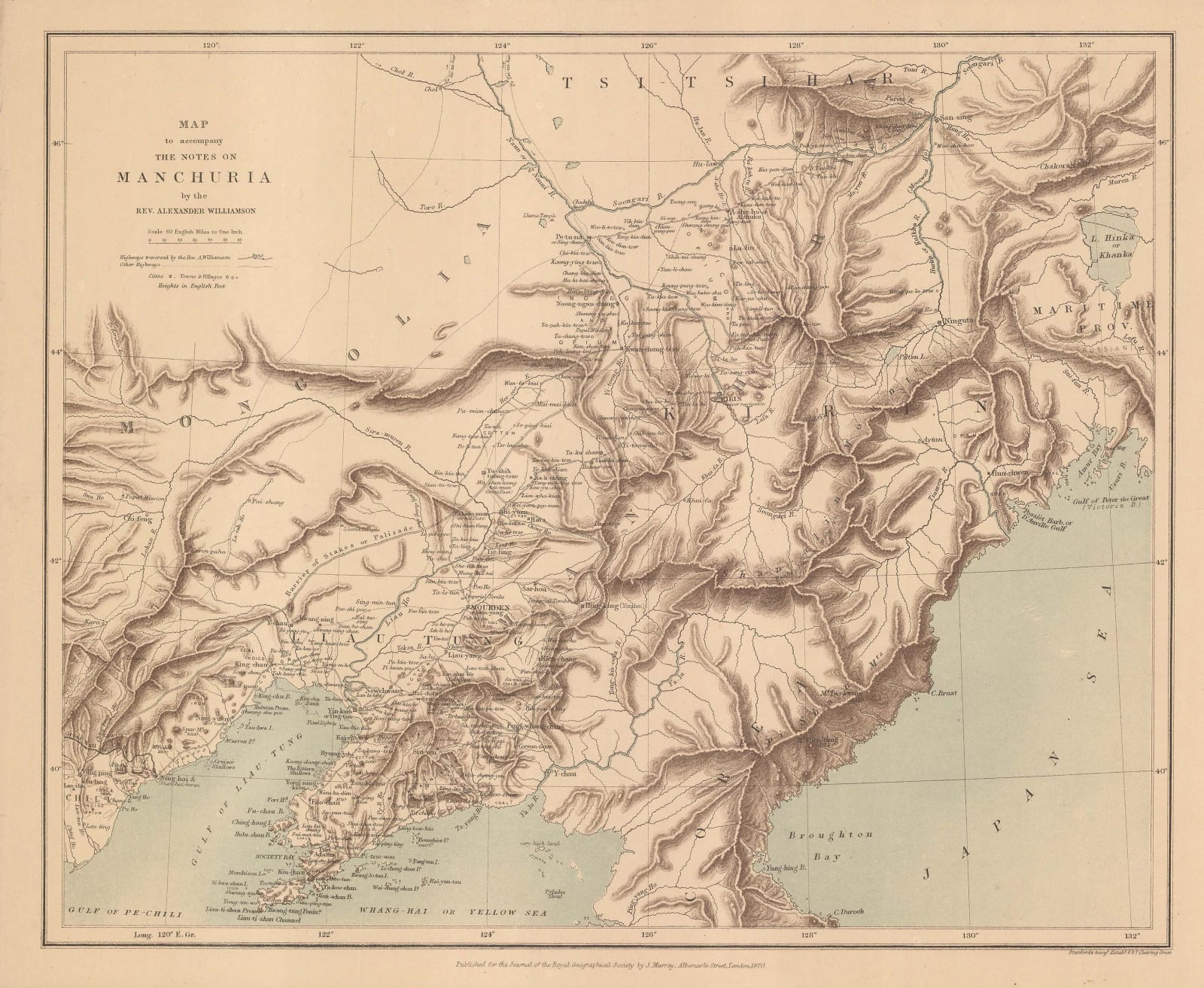 Royal Geographical Society (RGS), Map to Accompany the Notes on Manchuria, 1870